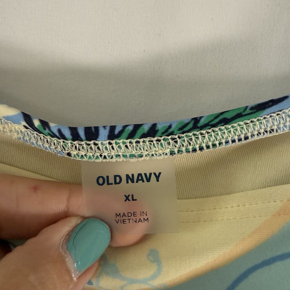 Old Navy Swim Dress Women's XL Blue Beach Print One Piece Wrap Front Padded - Picture 4 of 10